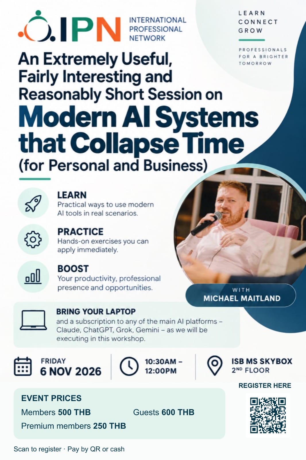 Poster for Modern AI Systems That Collapse Time with Mike Maitland